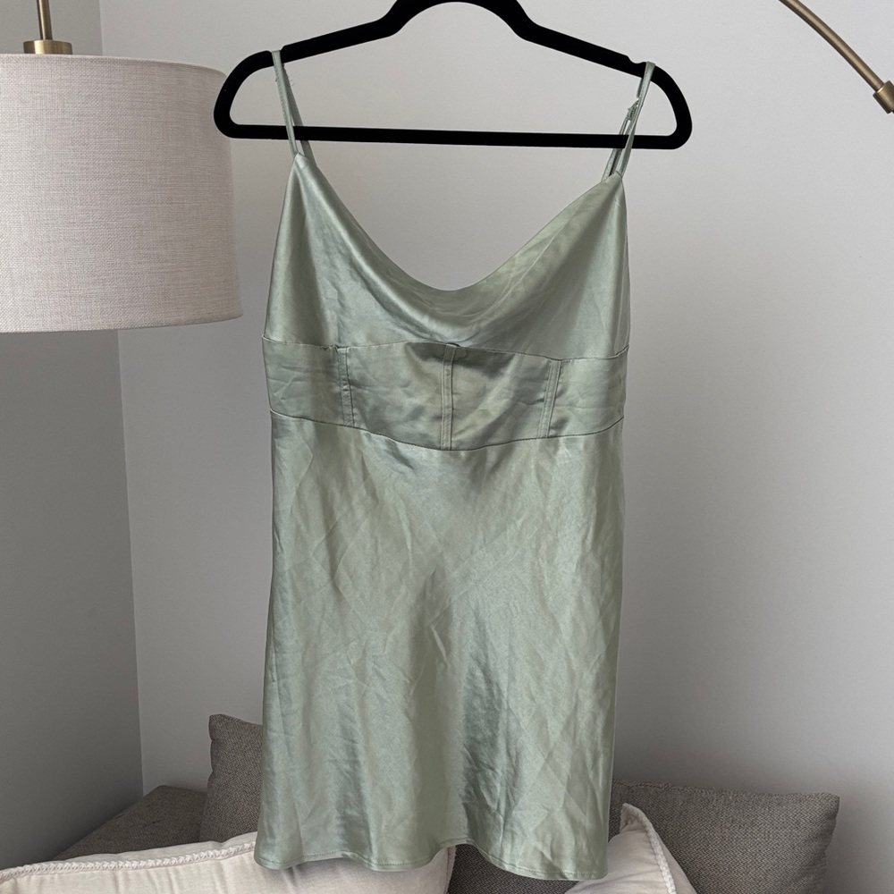 Princess Polly Satin Slip Dress in Light Green